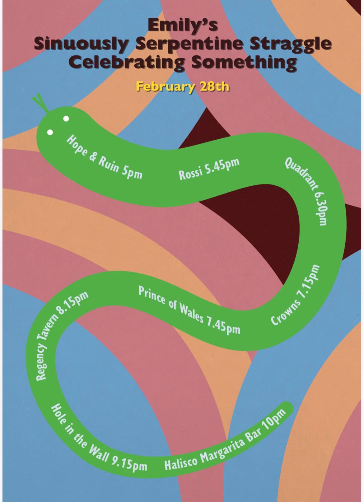 Emily's 40th Birthday & Bonus Midweek Crawl poster 2