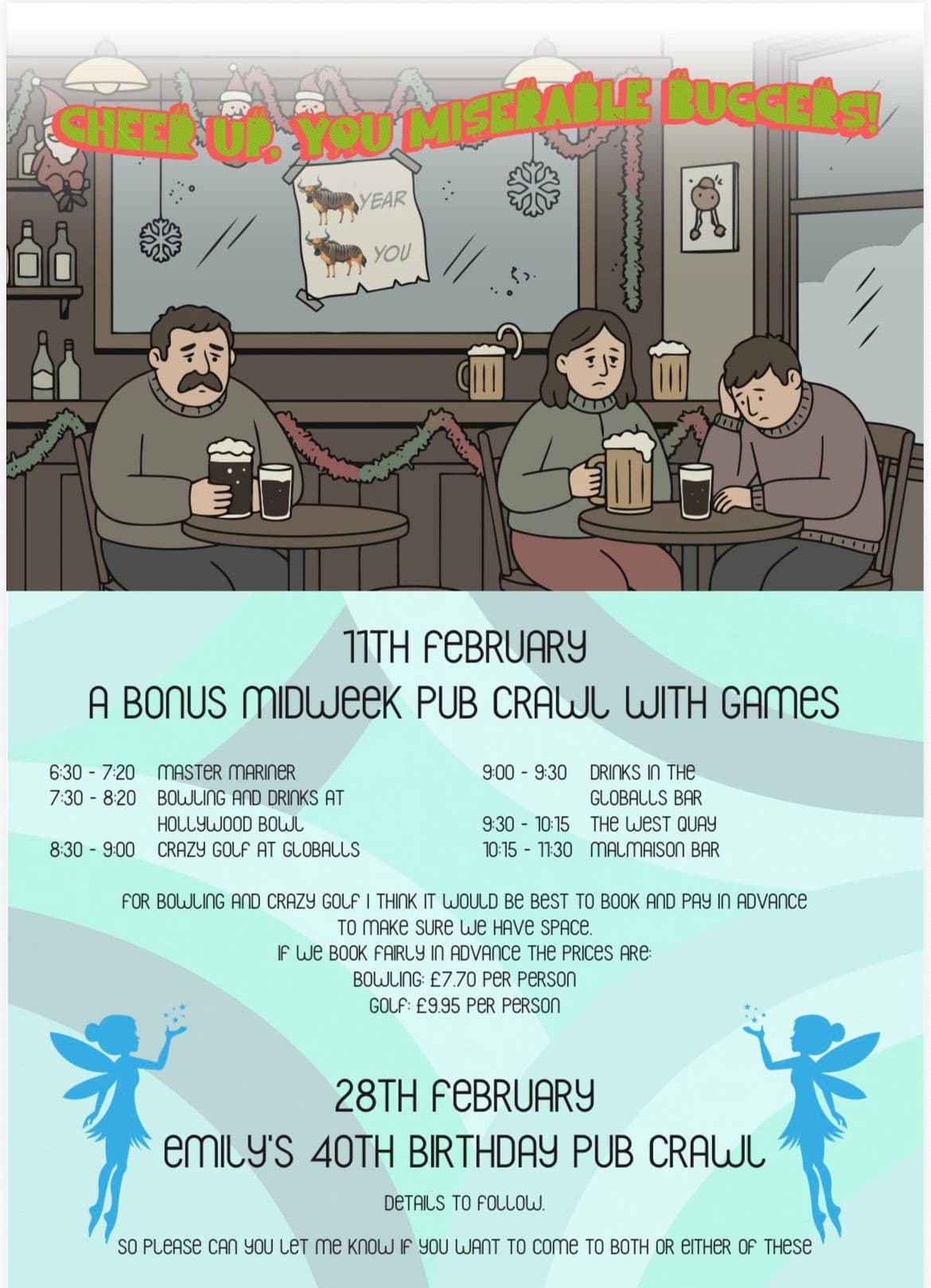 Emily's 40th Birthday & Bonus Midweek Crawl poster 1